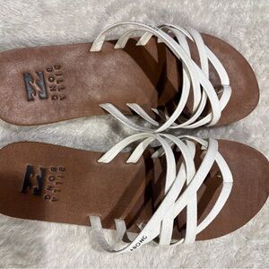 Billabong White and Brown Sandals with Criss-Cross Straps